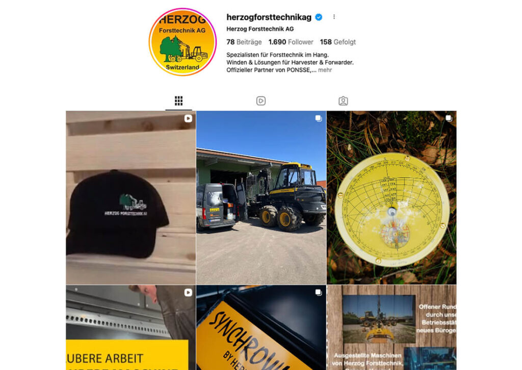 Folge Herzog Forsttechnik AG bei Instagram und Facebook
